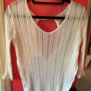 FREE PEOPLE SEMI SHEER STRIPED TOP